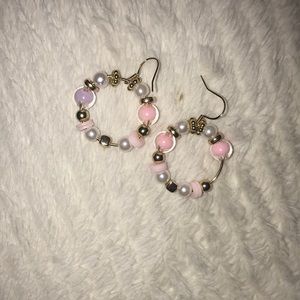 selling a park of clay earring and fake pearls perfect for prom or sticking out!